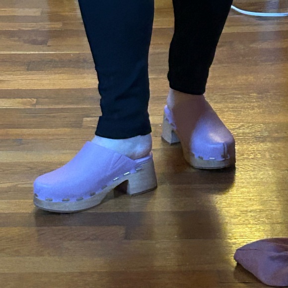 Charlotte Stone Purple Mules with Wooden Sole - Picture 11 of 11